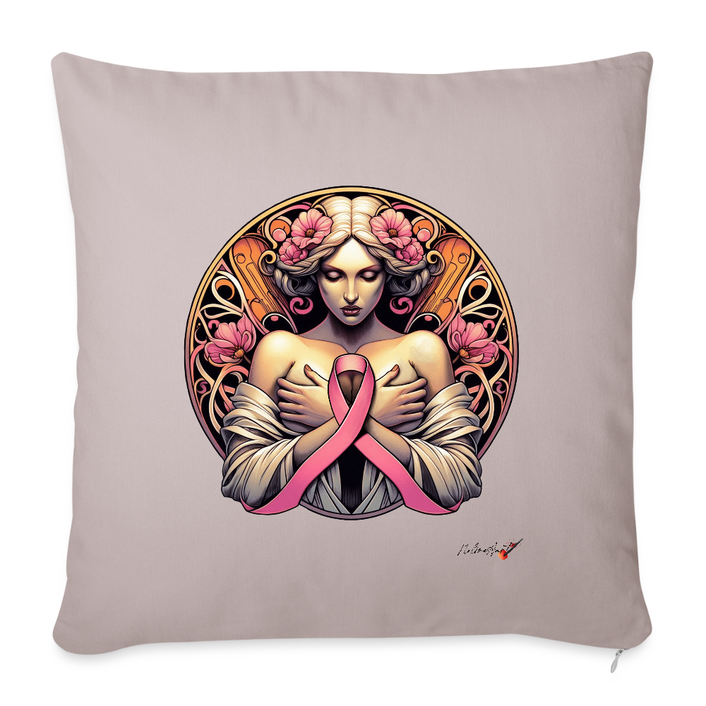 Coussin "octobre rose" (45 x 45 cm) - taupe clair