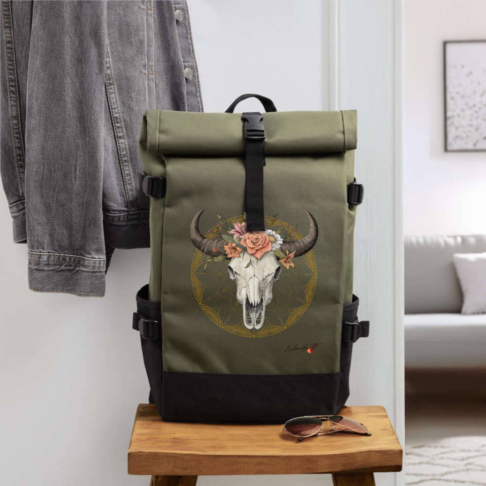 Sac à dos roll top - olive/noir