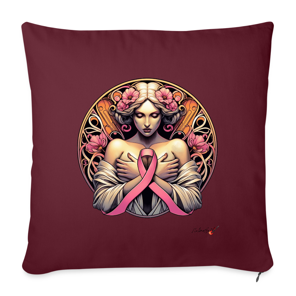 Coussin "octobre rose" (45 x 45 cm) - bordeaux