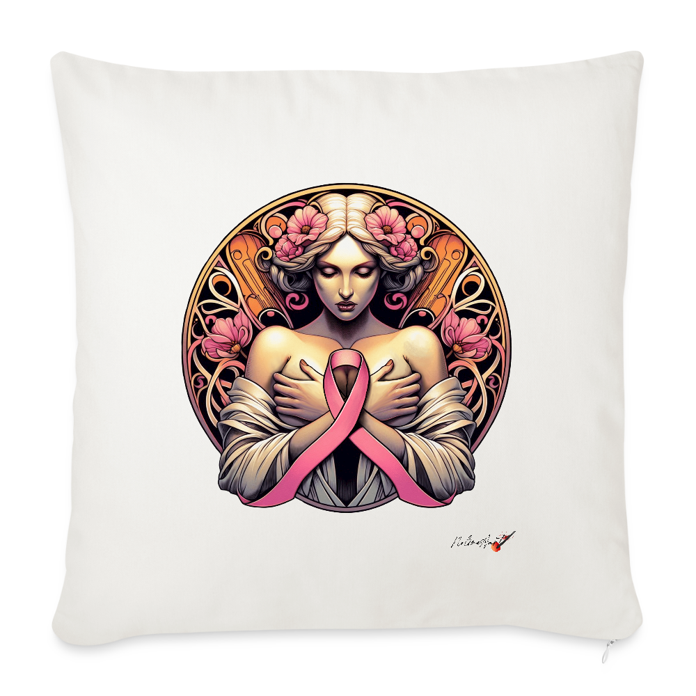 Coussin "octobre rose" (45 x 45 cm) - blanc nature