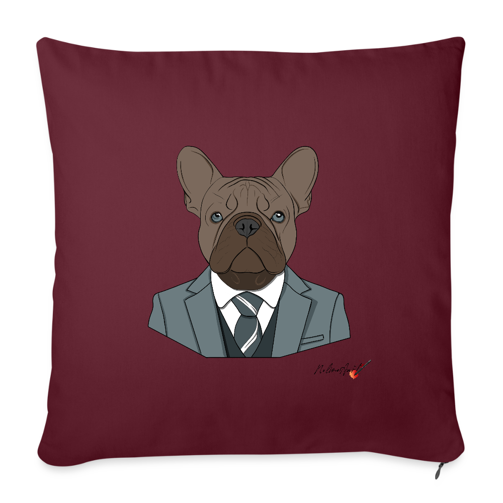 coussin bouledogue 45cm x 45cm - burgundy