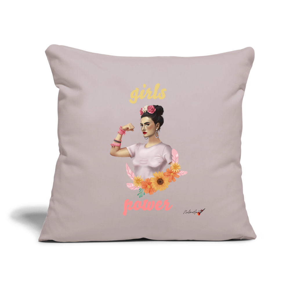 Coussin "girl power" (45 x 45 cm) - taupe clair